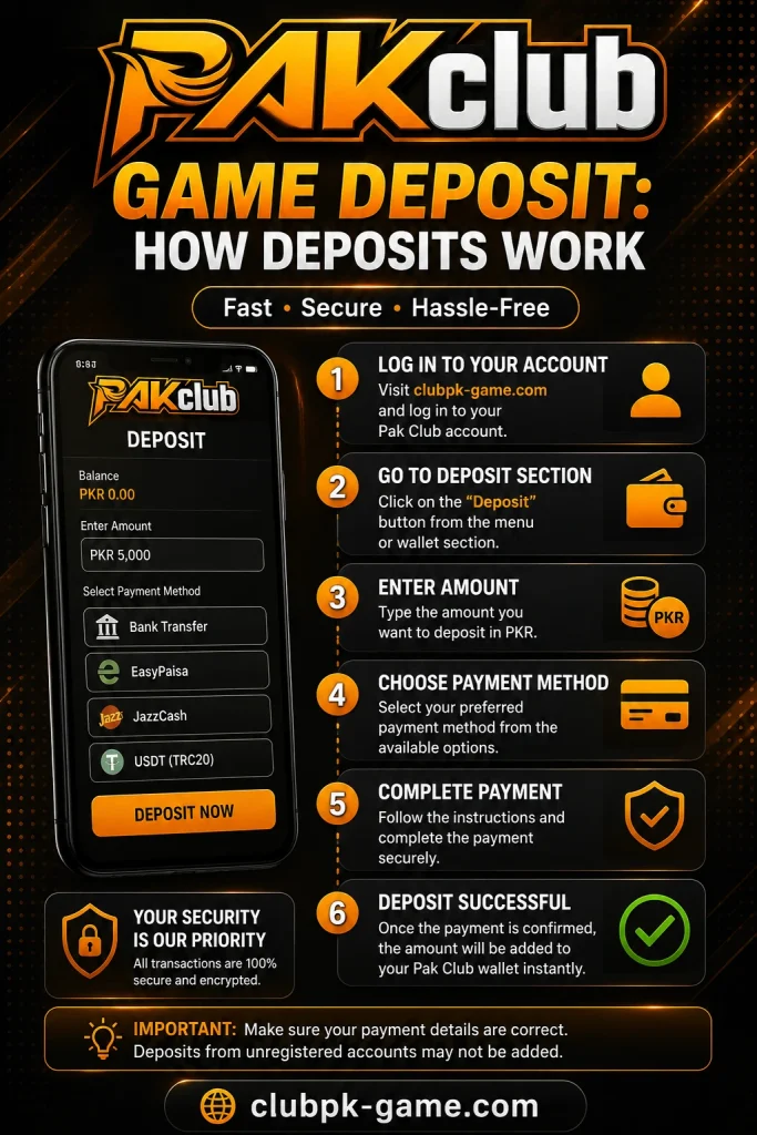 PakClub Game Deposits